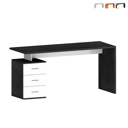 Moderne Büroschreibtisch mit 3 Schubladen 160x60x75cm New Selina Basic - Schwarz - Weiß