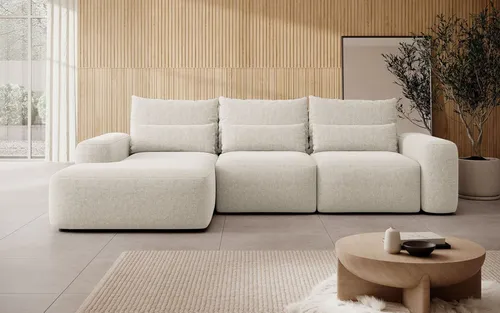 Selsey Ecksofa CARNOS mit Schlaffunktion - Ecksofa mit Bettkasten und wasserfestem Chenille-Bezug, ideal für gemütliche Abende und Übernachtungsgäste.
