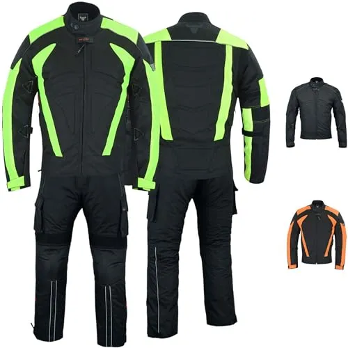 BULLDT Herren Motorradkombi Motorradanzug mit CE-Protektoren - Winddicht leicht 2-teiler kurze Motorradjacke & Cargo Motorradhosen Set - aus 4 Schichten Abnehmbar Thermofutter - insgesamt 9 Taschen