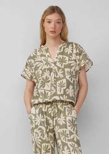 QS Kurzarmbluse Bluse Bluse aus Musselin