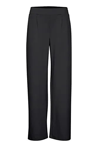 b.young BYRIZETTA Wide Pants 2 Damen Hose Stoffhose mit Stretch Wide Leg weites Bein mit elastischem Bund und Bundfalten, Größe:XS, Farbe:Black (200451)