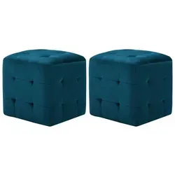 vidaXL 2X Nachttisch Sitzhocker Fußhocker Fußbank in blau von vidaXL