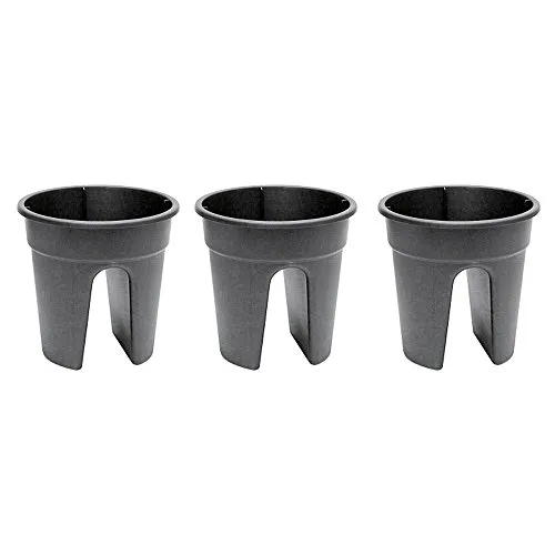 KHW 34135 Blumentopf Flowerclip, 3-er Set, anthrazit