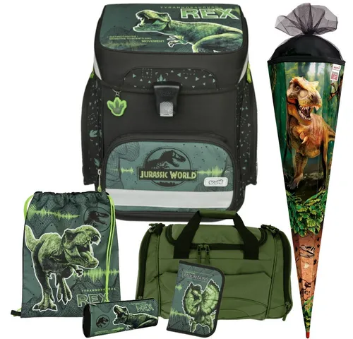 Scooli Schulranzen EasyFit für Jungen, 7-tlg Set - Schulranzen für 1. Klasse mit ergonomischer Passform, leicht und rückenfreundlich. Der EasyFit sorgt für hohen Tragekomfort und Sichtbarkeit im Straßenverkehr.