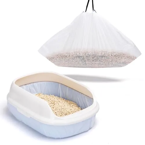 Nobleza 20 Katzentoilettenbeutel mit Zugbändern Kratzfeste Tüten für mittel und groß Katzenklo