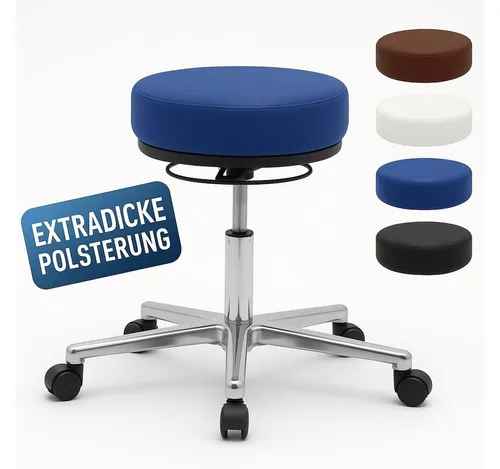 Versee Drehhocker Arbeitshocker Echtleder in blau von Versee