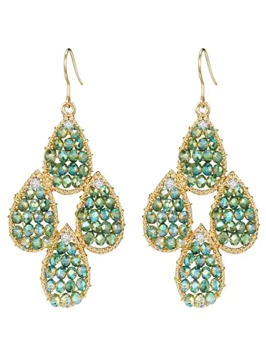Lulu Jane Damen Ohrhänger in Gelbgold mit Türkis und Weiß von luluandjane