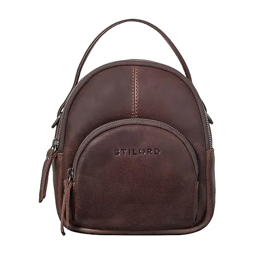 STILORD 'Polina' Mini Daypack - Stilvoller Damen Leder Rucksack - Damen-Rucksackhandtaschen aus 100% Echtleder, ideal für kleine Abenteuer mit praktischem Stauraum für Handy und Geldbörse.