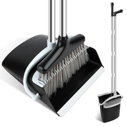 Besen und Kehrschaufel Set Aufrecht Besen und Schaufel mit Teleskopstiel, handfeger, kehrschaufel mit langem stiel kehrbesen mit Schaufel für Haushaltsreinigung Büro