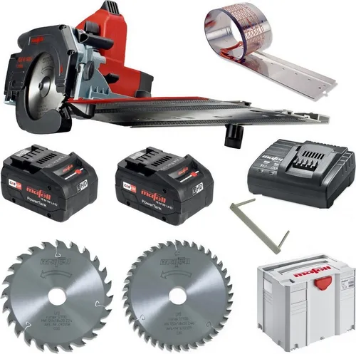 Mafell Akku Kappschienen Säge KSS 40 18 M bl im T-Max mit 2 Sägeblättern