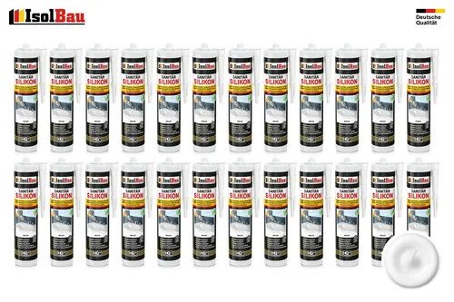Sanitär Silikon Weiss 24 x 300 ml Sanitärsilikon Dichtstoff Bad Küche Dusche