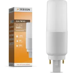 LED Lampen G24d neutralweiß 7W / 50W  G24 Leuchtmittel 230V 660lm 4000K SEBSON