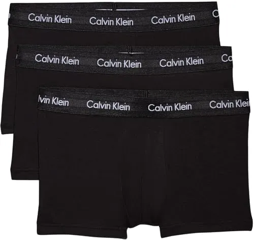 Calvin Klein Herren 3er Pack Boxershorts Low Rise Trunks Unterwäsche, Schwarz - Retroshorts für Herren, ideal für Alltag und Sport, aus weicher Stretch-Baumwolle für optimalen Komfort und perfekte Passform.