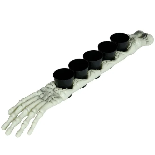 Skelettarm mit 5 Schnapsgläsern 50cm Halloween Schnapsbrett Skelett Shot