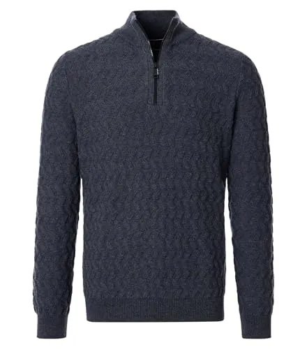 CASAMODA Troyer Uni - Pullover für Herren aus angenehmer Lammwolle, mit Stehkragen und Reißverschluss für hohen Tragekomfort und vielseitige Kombinationsmöglichkeiten.