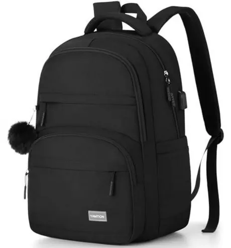 Schulrucksack für Mädchen und Teenager mit Laptopfach 17.3 Zoll Schwarz