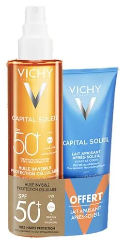 Vichy Capital Soleil Invisible Protection Cellular SPF50+ 200 ml + Beruhigende After-Sun-Milch 100 ml