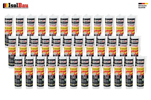 FIX-POWER Montagekleber 36 x 480g Kartusche - Hochwertiger Baukleber mit extremer Haftung für alle Materialien, wetterbeständig und ideal für Innen- und Außenanwendungen.