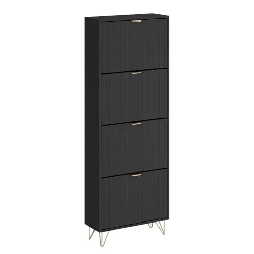 Vicco Schuhschrank Helge, Schwarz, 4 Fächer, 60 x 166.7 cm in schwarz von Vicco