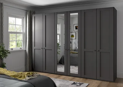 WIEMANN Marlow Kleiderschrank 300 cm in Graphit mit Spiegel in grau von WIEMANN