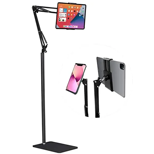 Tablet Bodenständer, Tablet Ständer verstellbar, ipad ständer, Flexible Arme zum Stehen, Tablet Halterung Bett, 360 Grad drehbar,Halter für 4,5–12,9