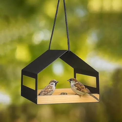 Nature Simple Vogelhaus Metall – Modernes, Wetterfestes Futterhaus für Balkon & Garten