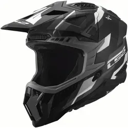 LS2 MX703 X-Force Phantom Motocross Helm, schwarz-grau, Größe M - Hochwertiger Motocross Helm mit 4 Schalengrößen und einem Notfall-Entriegelungssystem für zusätzliche Sicherheit. Ideal für anspruchsvolle Fahrten.