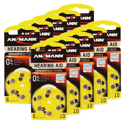 ANSMANN Hörgeräte-Batterie, HEARING AID, PR70, Größe 10, 60 Stück 5013223