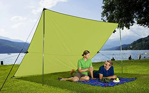 BERGER Ultraleicht Tarp 2x3m - Vielseitiges Camping Sonnensegel - Sonnensegel für Camping, Strand und Garten. Robustes RipStop Polyester und kleines Packmaß von 65 x 6 x 6 cm bieten idealen Schutz vor Sonne und Wind.