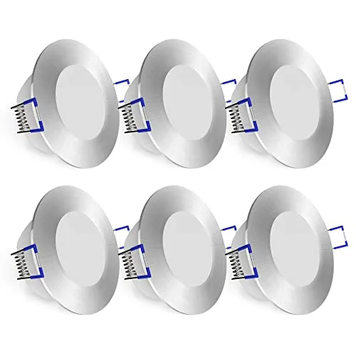 linovum WEEVO Bad Einbau LED Spots 6er Set dimmbar - Flache Deckenlampe für Feuchträume - 6er Set dimmbare LED Einbauspots für Decken mit nur 2,9 cm Einbautiefe. Ideal für Bad und Feuchträume, sorgen für eine gleichmäßige Ausleuchtung und gemütliches warmweißes Licht. Schnelle Montage und geprüfte Qualität.