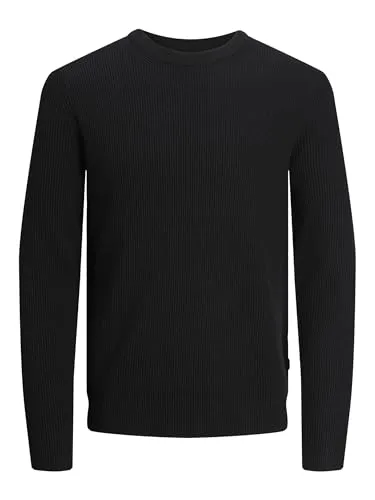 Jack & Jones Pullover in Schwarz für Herren, Größe XXL - Herren Plussize Pullover von Jack & Jones in Schwarz, aus 50% Baumwolle und 50% recyceltem Polyester, perfekt für nachhaltigen Stil und Komfort.