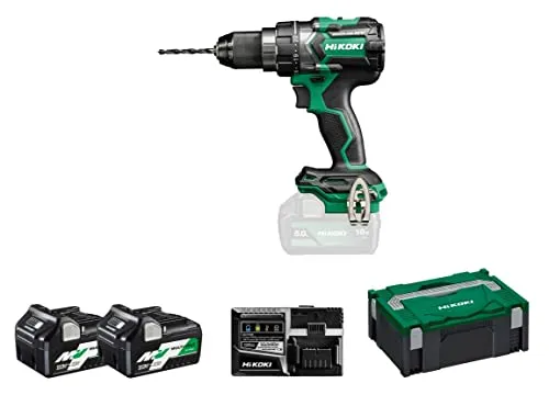 Hitachi HIKOKI Akkuschrauber 18V DS18DBSLWFZ - Leistungsstarker Akkuschrauber mit 140Nm Drehmoment, inkl. 2 Akkus (1x2,5Ah und 1x5,0Ah) – ideal für anspruchsvolle DIY-Projekte.