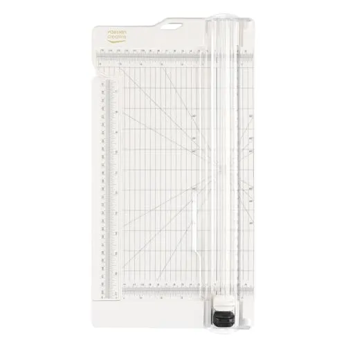 Vaessen Creative | Papierschneider und Falzbrett 2in1 | Schneidemaschine Papier | Schneidet bis zu A3 Papiergröße | Guillotine, Scrapbook, Hebelschneider | 30,5 x 15 cm | Weiß