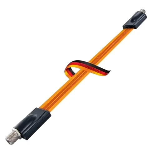 SCHWAIGER 5354 Fensterdurchführung SAT-Kabel Koaxial-Kabel Flachbandkabel SAT-Verbinder F-Stecker Verbinder für Fenster Türen F-Kupplung 17,3 cm orange ultra-flach