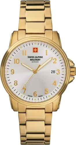 Swiss Alpine Military Leader SAM7011.1112 Herrenuhr - Elegantes Design in Gold und Silber - Herrenuhren mit Schweizer Quarzwerk, 10 ATM wasserdicht und stilvolles Edelstahlarmband, ideal für jeden Anlass.