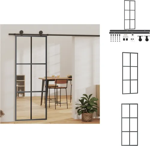 vidaXL Schiebetür mit Beschlag ESG-Glas & Aluminium 76x205 cm - Türen