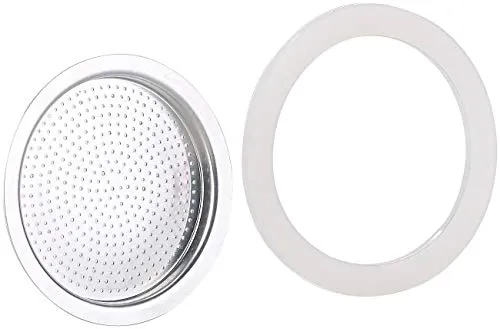 Cucina di Modena Espresso-Kocher: Ersatzdichtung und Siebeinsatz für Design-Espressokocher, Ø 71 mm (Kaffeekocher Gas, Kaffeemaschine, Camping Wasserkocher)