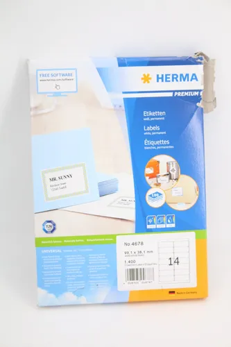 Herma Premium 4678 Etiketten weiß 99.1 x 38.1mm - Universal-Etiketten für alle Drucker, 1400 Stück, aus nachhaltigem, CO2-neutralem Material mit hoher Haftung und matter Oberfläche.
