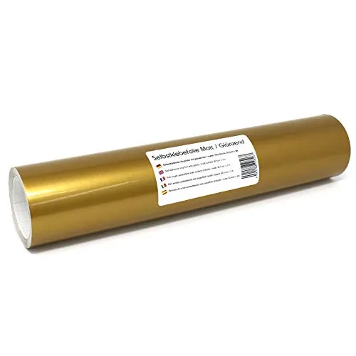 Finest Folia 3m x 31cm Plotterfolie 105 Farben Matt/Glänzend Selbstklebend Bastelfolie zum Plotten Möbelfolie (091 Gold, Glanz)