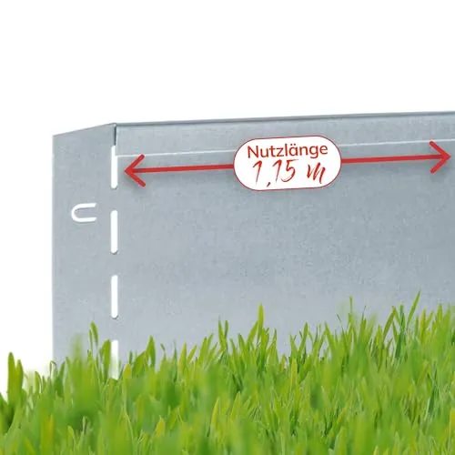 bellissa – Rasenkante Metall verzinkt 118x19,5 cm - Flexible und langlebige Rasenbegrenzung aus wetterfestem Stahlblech, ideal für saubere Rasen- und Beetabgrenzung. Biegsam und einfach zu verarbeiten, für individuelle Gestaltung.