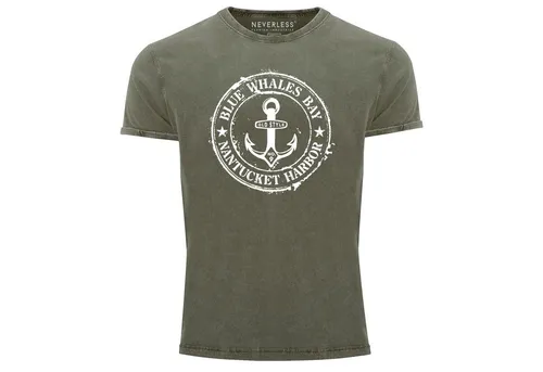 Neverless® Herren Vintage Print-Shirt Anker Motiv - Stylisches Herren T-Shirt mit maritimem Anker-Design. Perfekt für lässige Outfits und Partys, aus hochwertiger Baumwolle mit coolem Used-Look. Ideal für Jeans und Shorts!