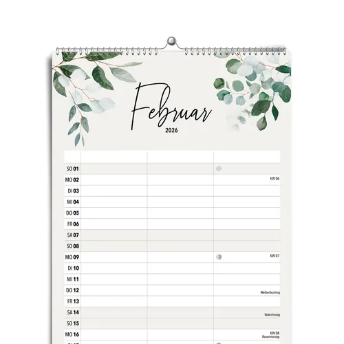 heaven+paper® Paarplaner GREENERY 3 Spalten 2026 botanisch