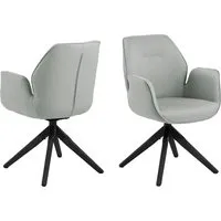 AC Design Furniture Aurelia Esszimmerstuhl - Stilvoller Esszimmerstuhl in Hellgrau/Schwarz, mit geometrischem Design und Armlehnen für optimalen Komfort. Ideal für moderne Wohnräume.