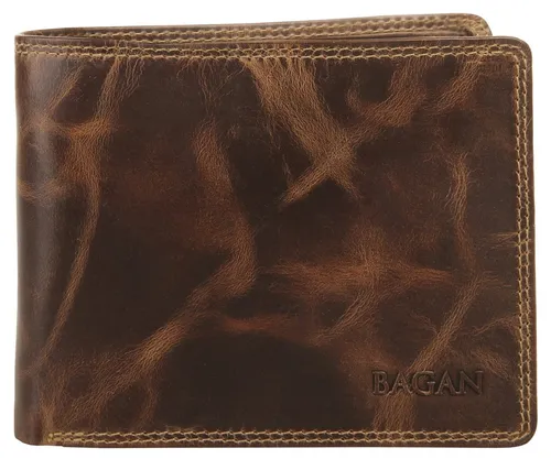 Bagan Geldbörse Herren 020790 braun - Elegante Herren Geldbörse aus 100% echtem Leder mit RFID-Schutz, ideal für sicheres Bezahlen. Kompakt und übersichtlich mit 4 Kartenfächern, 3 Sichtfächern und einem Münzfach.
