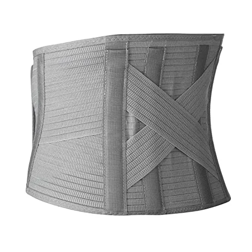 Rehband Rückenbandage Herren & Damen, Rückenstützgürtel für Arbeit & Sport, Rückengurt zur Stabilisierung von Lendenwirbelsäule & Rücken, individuell einstellbar, Farbe:Grau, Größe:S/M