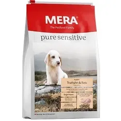 MERA Pure Sensitive Puppy mit Truthahn und Reis (4kg) - Glutenfreies Trockenfutter für Welpen, leicht verdaulich und ideal für empfindliche Hunde, hergestellt in Deutschland aus hochwertigen Zutaten.