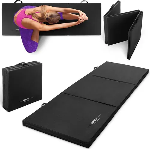 Gymtek® Klappbare Gymnastikmatte Sportmatte Kampfsportmatte Trainingsmatte - 180x60 cm - Gymnastik, Yoga, Judo, Karate, Fitness, Pilates, Kampfsport