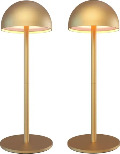 Ledvion 2x Wiederaufladbare LED Tischleuchte Messing Gold dimmbar Warmweiss