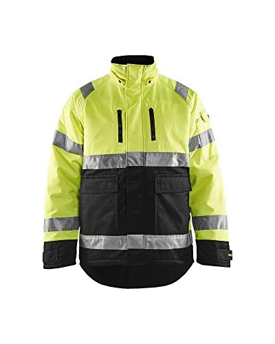Blakläder High Vis Winterjacke 4828 1900 - Gelb/Schwarz - M - Funktionale High Vis Winterjacke für optimale Sichtbarkeit und Wärme. Mit wasserabweisendem Material, verstellbaren Ärmelbündchen und zahlreichen Taschen für hohen Tragekomfort.