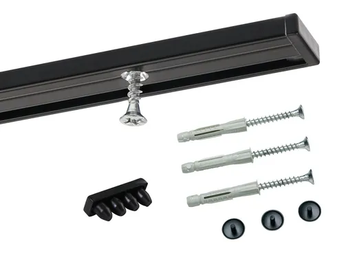 Deco-Raum Gardinenschiene Minimal, 1-läufig, Schwarz - Hochwertige Aluminium-Gardinenschiene, kürzbar auf Wunschmaß und ideal für die Deckenmontage, für eine elegante Raumgestaltung.